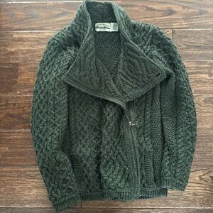 Aran Crafts Dark Green Zip Up Sweater